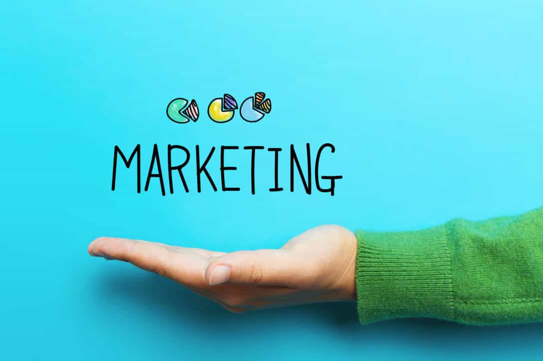 Marketing concept with hand