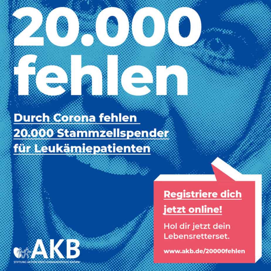 Werbekampagne Bayern für die Stiftung AKB unter dem Motto: 20.000 fehlen