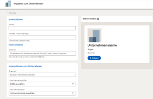 LinkedIn Unternehmensprofil Schritt 3